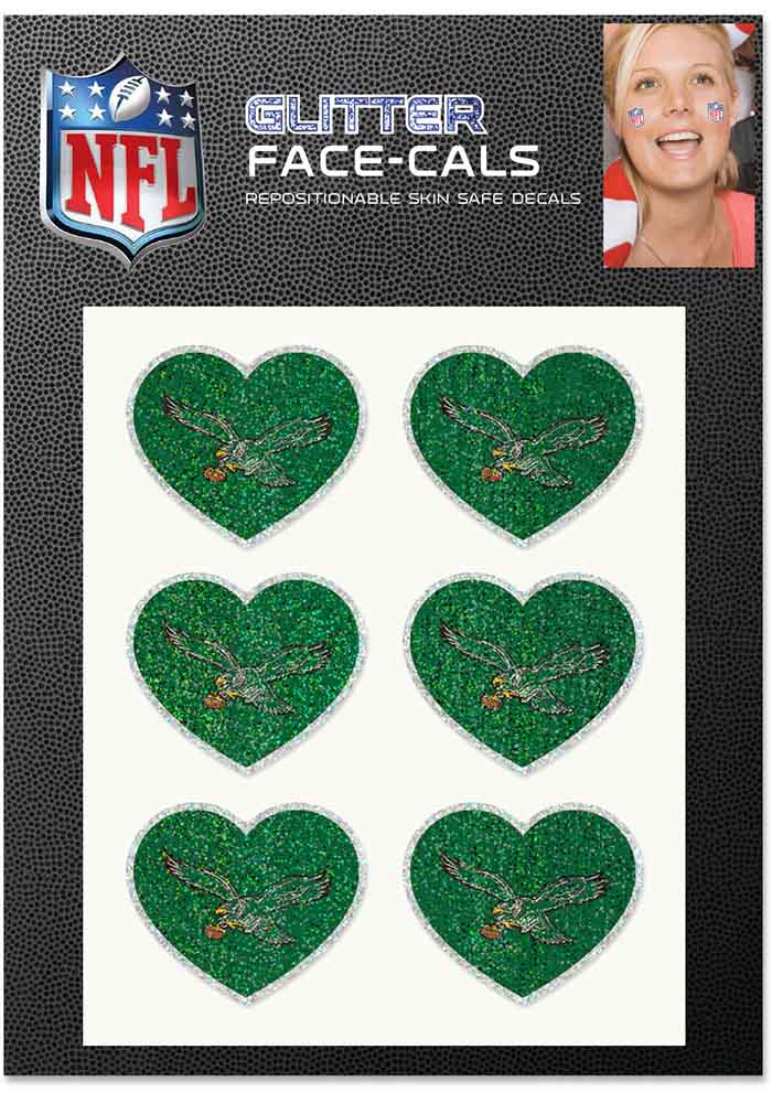 Philadelphia Eagles Retro Glitter Heart Tattoo