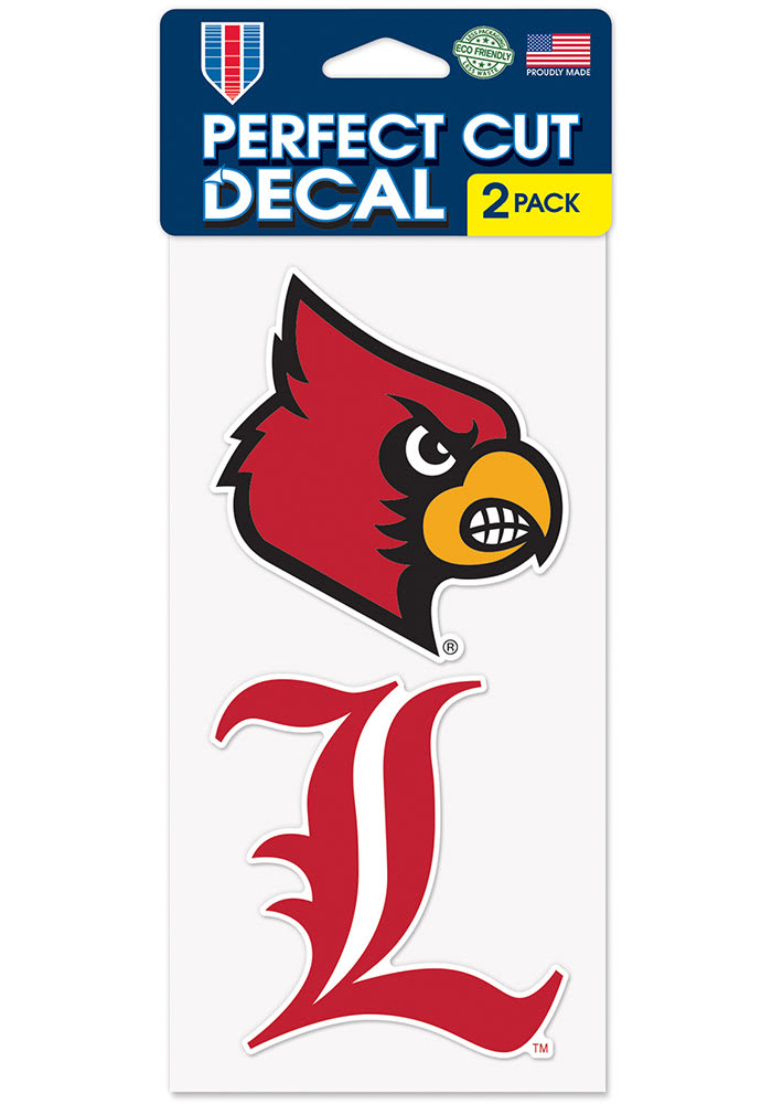 Louisville Cardinals 4x4 2 Pack Auto Decal - Red