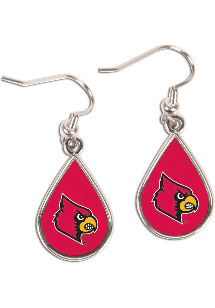 Earrings Teardrop//u of L Cardinals// Printed Hardboard 