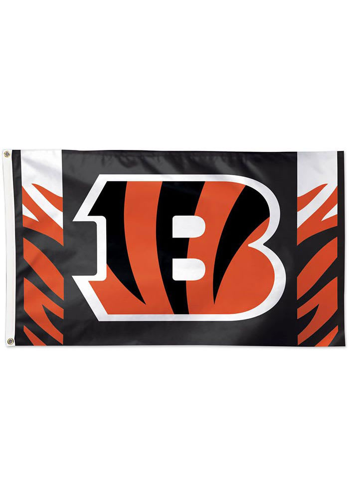 Cincinnati Bengals Vertical Stripes 3x5 Ft Black Silk Screen Grommet Flag