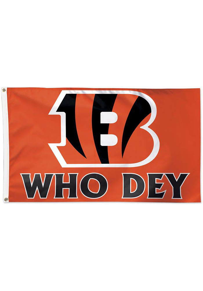 Cincinnati Bengals Who Dey 3x5 Ft Orange Silk Screen Grommet Flag