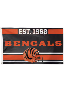 Cincinnati Bengals Established 3x5 Ft Black Silk Screen Grommet Flag