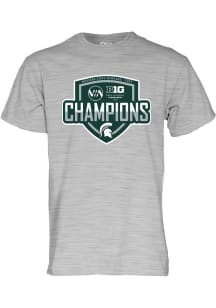 Michigan State Spartans Grey 2024 Big 10  Hockey Champions Short Sleeve T Shirt