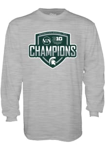 Michigan State Spartans Grey 2024 Big 10  Hockey Champions Long Sleeve T Shirt