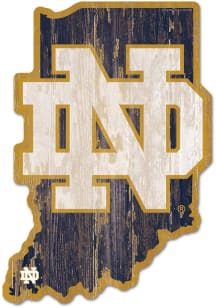 Notre Dame Fighting Irish Logo State Shape Wood Sign