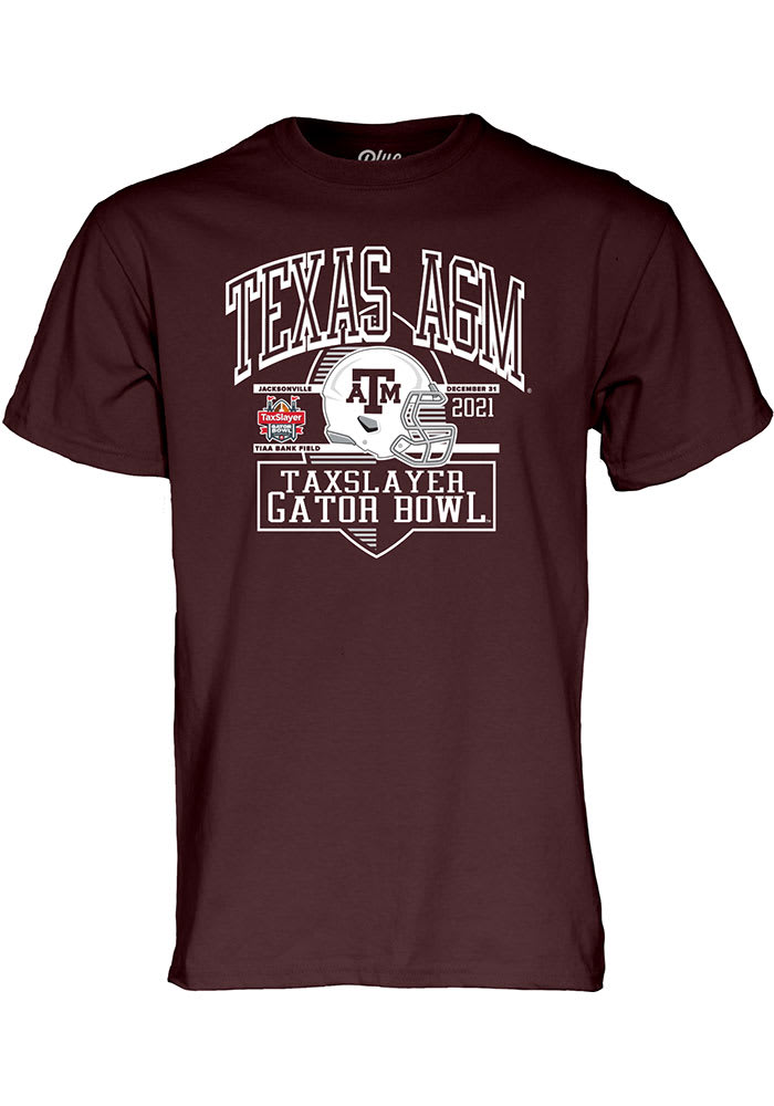 Texas A&M Aggies Maroon 2021 Gator Bowl Bound Short Sleeve T Shirt