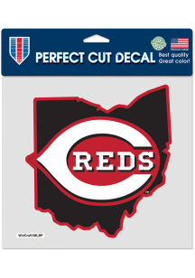 Cincinnati Reds State Shape 8x8 Auto Decal - Red