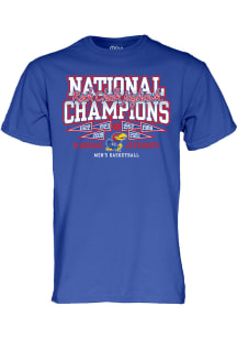 Kansas Jayhawks Blue 2022 National Champions 6 Times Short Sleeve T Shirt