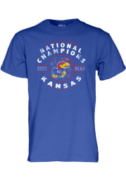 Kansas Jayhawks Blue 2022 National Champions Circle Short Sleeve T Shirt
