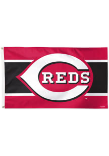 Cincinnati Reds Stripe 3x5 Red Silk Screen Grommet Flag