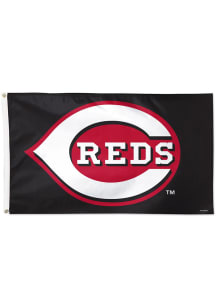 Cincinnati Reds Black 3x5 Red Silk Screen Grommet Flag