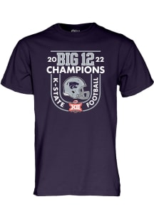 K-State Wildcats Purple 2022 Big 12 Football Champions Locker Room Short Sleeve T Shirt