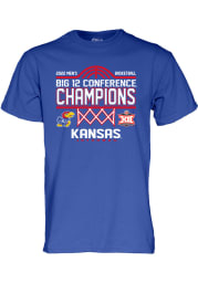 Kansas Jayhawks Blue 2022 Big 12 Tournament Champions Short Sleeve T Shirt