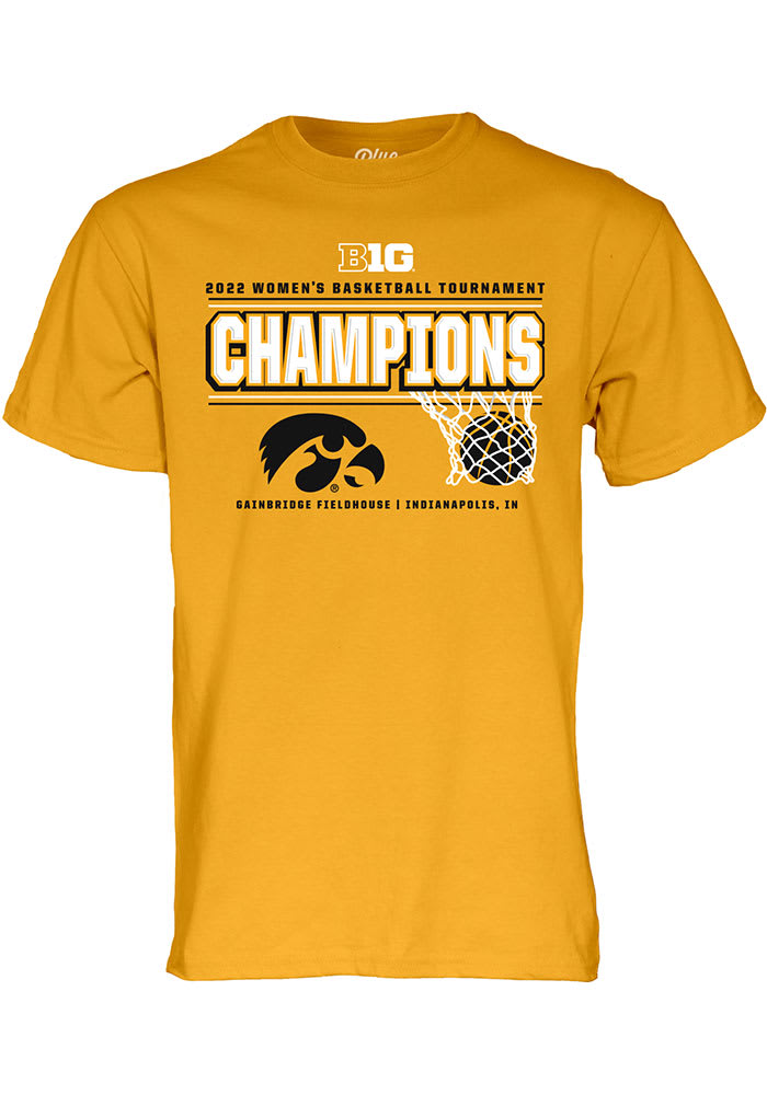 Iowa Hawkeyes Gold 2022 Big 10 Tournament Champions Short Sleeve T Shirt