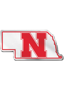 Nebraska Cornhuskers state shape Car Emblem - Red