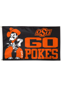 Oklahoma State Cowboys Go Pokes Pistol Pete 3x5 Ft Black Silk Screen Grommet Flag