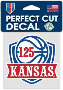Kansas Jayhawks 125th Anniversary Basketball 4x4 Auto Decal - Blue