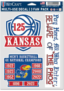 Kansas Jayhawks 125th Anniversary Basketball 3pk Auto Decal - Blue