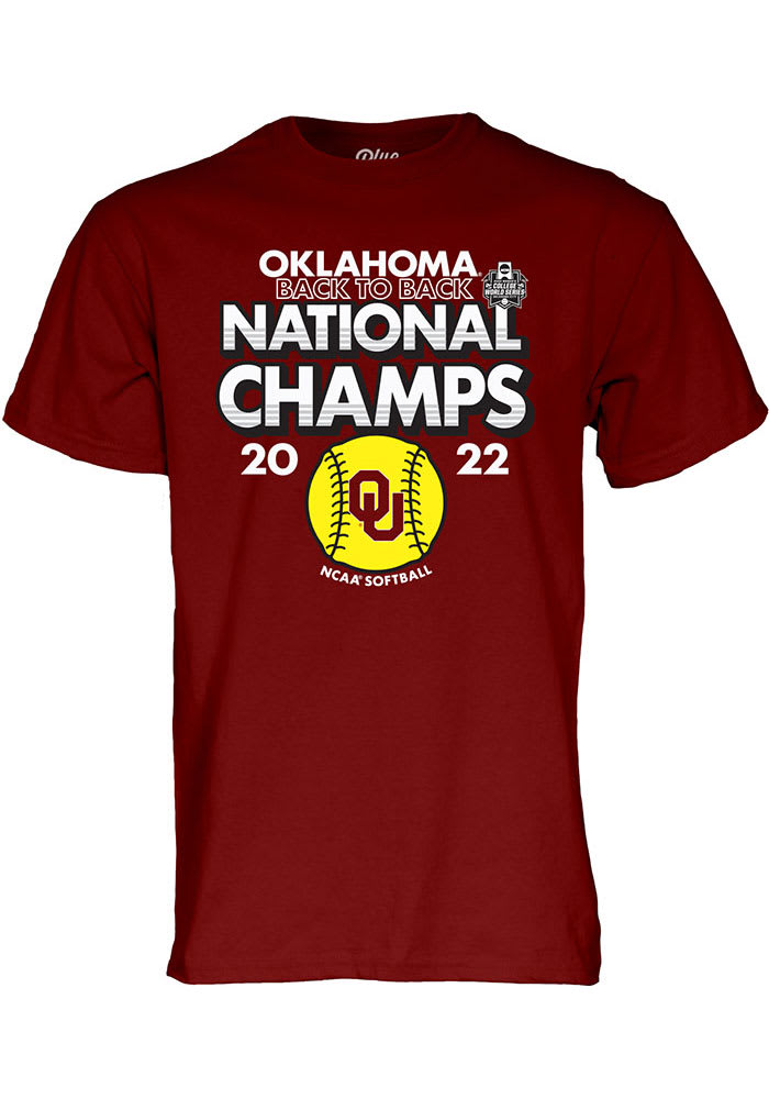 Oklahoma Sooners Crimson 2022 Softball National Champions Short Sleeve T Shirt