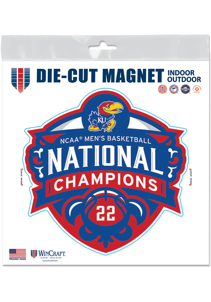 Kansas Jayhawks 2022 National Champs 6x6 Car Magnet - Blue