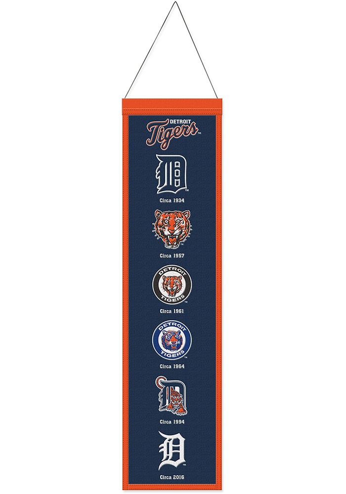 Detroit Tigers 8” x 32” Hanging Team Logo Evolution Banner