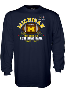 Michigan Wolverines Navy Blue 2024 Rose Bowl N Long Sleeve T Shirt