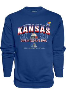 Kansas Jayhawks Mens Blue 2023 Guaranteed Rate Bowl Bound Long Sleeve Crew Sweatshirt