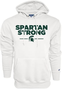 Michigan State Spartans Mens White Spartan Strong Long Sleeve Hoodie