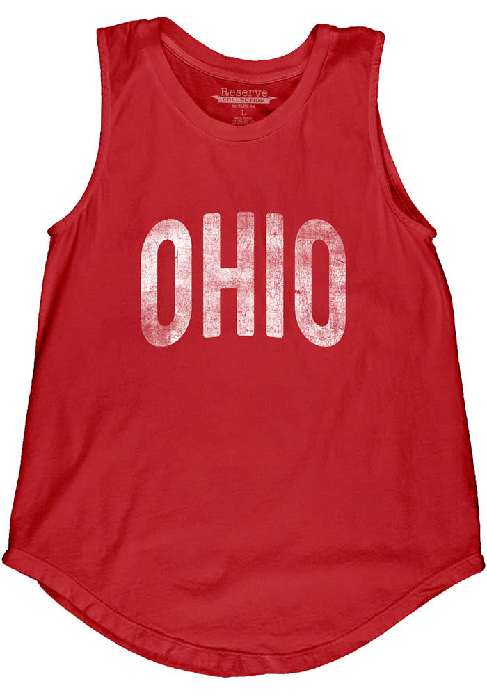 Ohio Womens Red Lennon Wordmark Tank Top