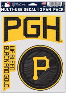 Pittsburgh Pirates City Connect 3pk Auto Decal - Black