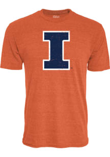 Illinois Fighting Illini Orange Distressed Primary Logo Short Sleeve Fashion T Shirt