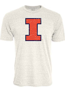 Blue 84 Illinois Fighting Illini White Distressed Primary Logo Short Sleeve Fashion T Shirt