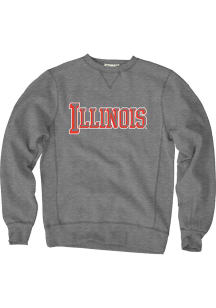 Illinois Fighting Illini Mens Grey Arch Name Projection Long Sleeve Fashion Sweatshirt