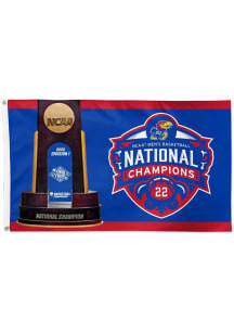 Kansas Jayhawks 2022 National Champs 3x5 Deluxe Red Silk Screen Grommet Flag