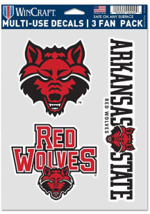 Arkansas State Red Wolves 3pk Fan Auto Decal - Red