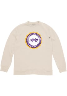 LSU Tigers Mens Ivory Vault Mascot Seal Long Sleeve Fashion Sweatshirt