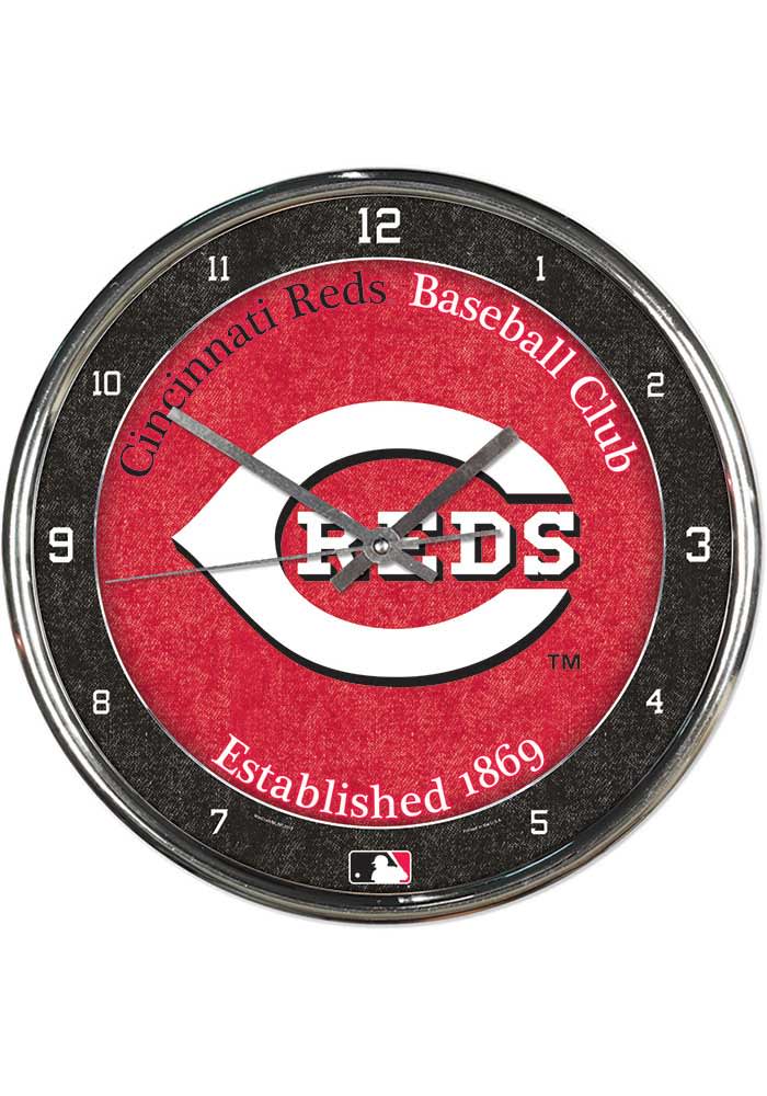 Cincinnati Reds Script Chrome Wall Clock