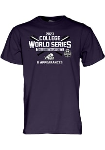 TCU Horned Frogs Purple 2023 CWS Bound Short Sleeve T Shirt