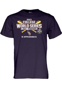 LSU Tigers Purple 2023 CWS Bound Appearance Banners Short Sleeve T Shirt