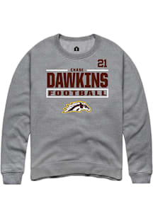Chase Dawkins Western Michigan Broncos Mens Grey Football NIL Stacked Box Player Crew