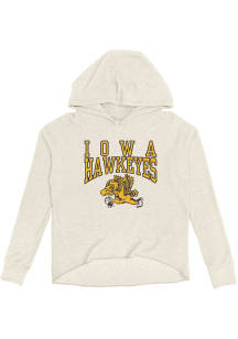Iowa Hawkeyes Womens Ivory Cozy Fleece Crop Hooded Sweatshirt