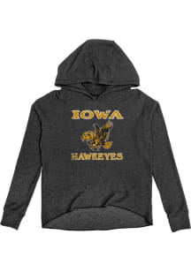 Iowa Hawkeyes Womens Black Cozy Fleece Crop Hooded Sweatshirt