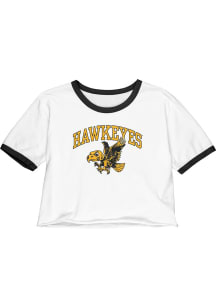 Iowa Hawkeyes Womens White Ringer Crop Short Sleeve T-Shirt