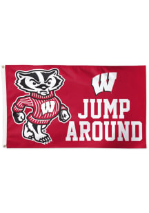 Red Wisconsin Badgers Mascot Silk Screen Grommet Flag