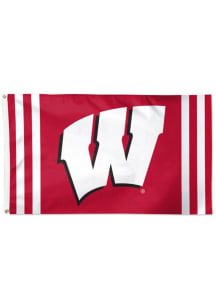 Red Wisconsin Badgers Vertical Stripes Silk Screen Grommet Flag