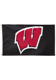 Wisconsin Badgers Deluxe Black Silk Screen Grommet Flag