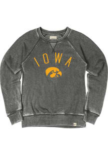 Iowa Hawkeyes Womens Black Burnout Crew Sweatshirt