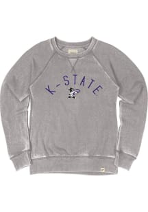 K-State Wildcats Womens Grey Burnout Crew Sweatshirt