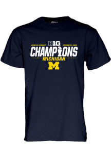 Michigan Wolverines Navy Blue 2023 Locker Room Big 10 Conference Champions Short Sleeve T Shirt