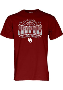 Oklahoma Sooners Crimson 2023 Big 12 Womens Basketball Champions Short Sleeve T Shirt